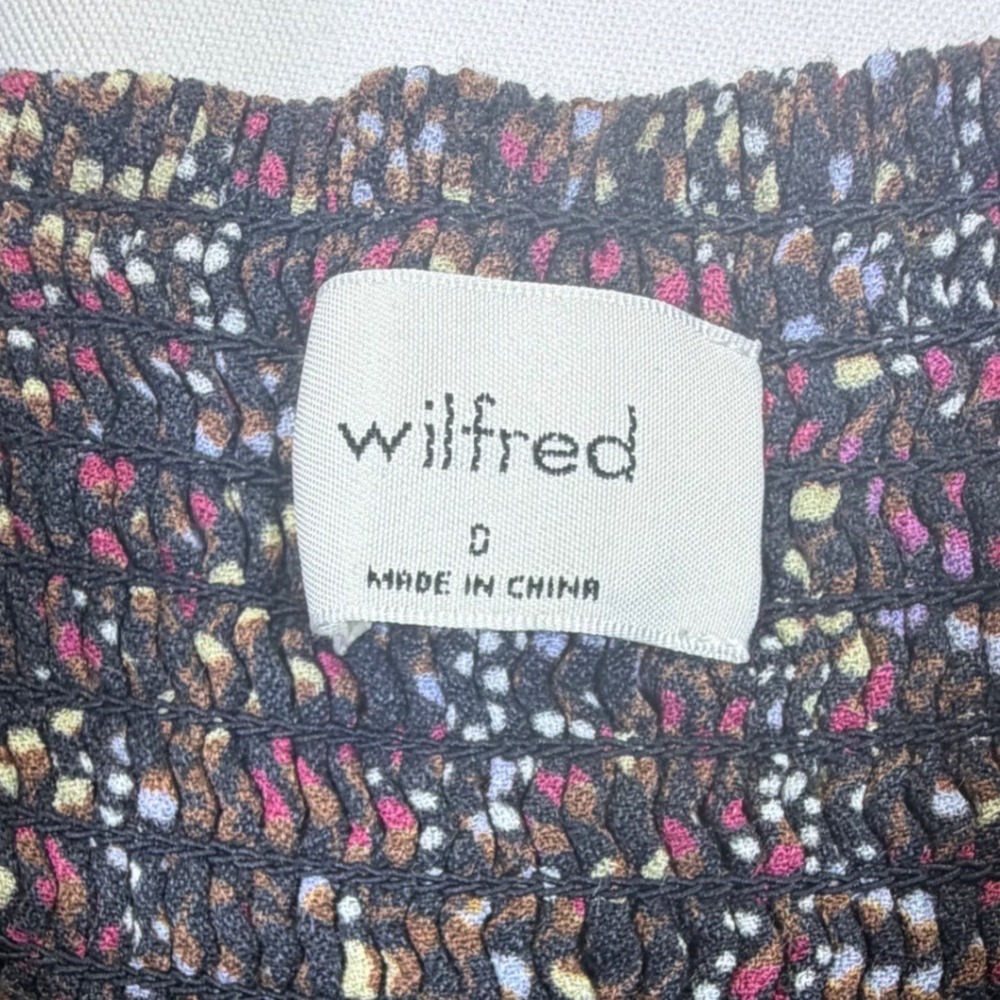 Wilfred Aritzia Mini Dress Floral Sweetheart Neck Puff Sleeve Smocked Back - Picture 4 of 6